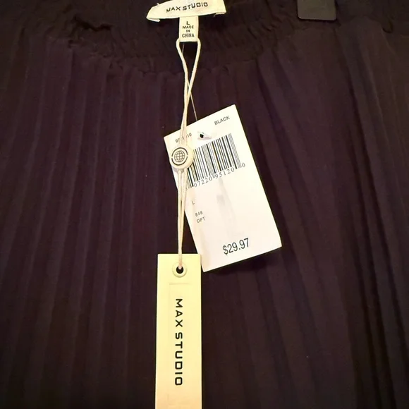 Max Studio Black A-Line Midi Skirt with Permanent Pleats, Size Large, NWT - Picture 5 of 5